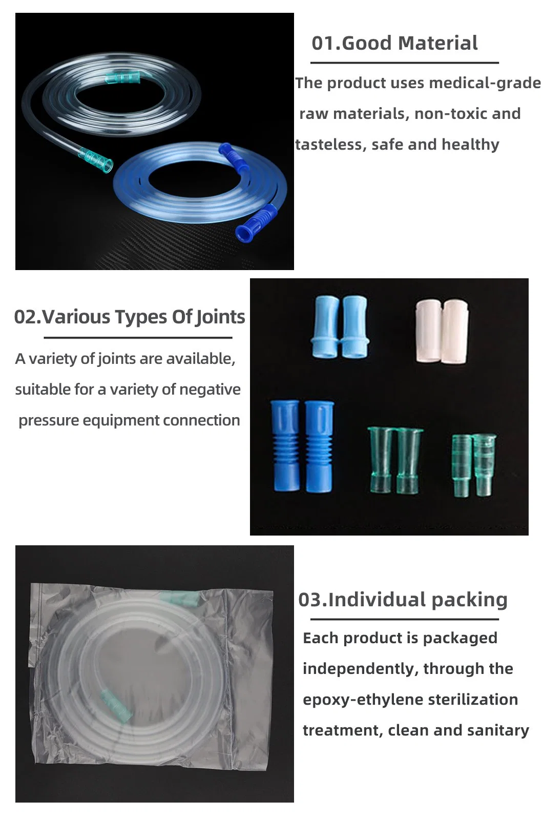 Medical Sterile PVC Disposable Suction Connection Tube 1.8m Silicone Connection Catheter Tube